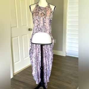 Open-Back Halter Top (Snake Print)